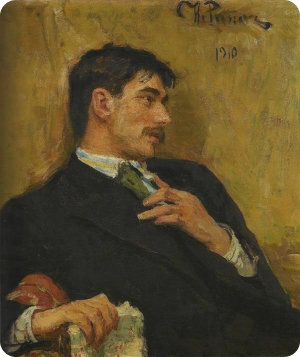 Портрет поэта Корнея Ивановича Чуковского. Илья Ефимович Репин. 1910